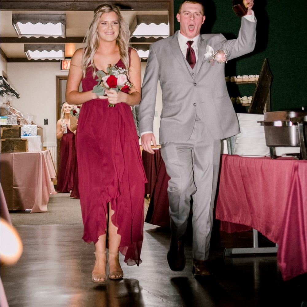 David’s Bridal Wine Bridesmaid Dress - Picture 3 of 11